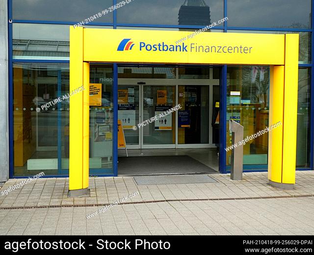 18 April 2021, North Rhine-Westphalia, Cologne: Entrance to the Postbank Finance Center Photo: Horst Galuschka/dpa/Horst Galuschka dpa