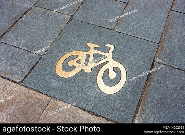 Sweden, Stockholm, old town, bicycle, symbol bike path