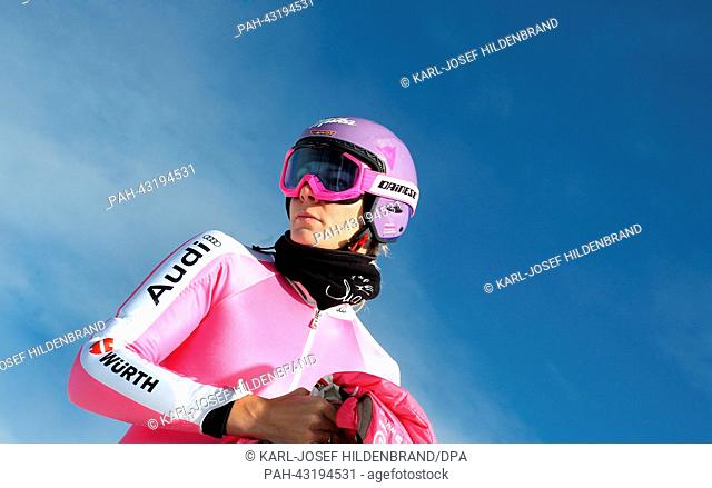 German ski racer Maria Hoefl-Riesch is pictured during the Media Day of German Ski Association (DSV) at the Moelltaler Gletscher ski resort near Flattach