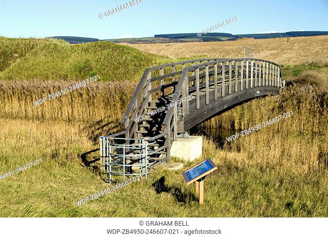 New footbridge crossing the River Kenfig, part of the Wales Coast Path, Kenfig Sands near Port Talbot, South Wales