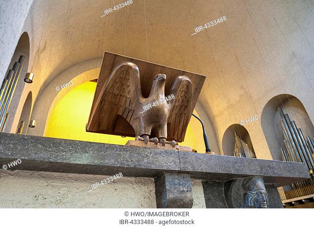 Wooden eagle lectern, Interior, Münsterschwarzach Abbey, Benedictine monastery, 1938, Heimatschutzarchitektur, Nazi architecture, Schwarzach, Lower Franconia