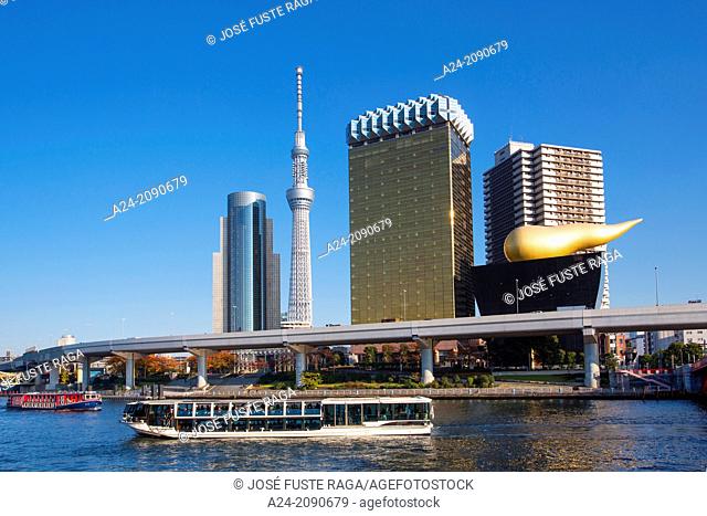 Japan , Tokyo City , Asakusa District, Sumidagawa River and the Sky Tree Tower