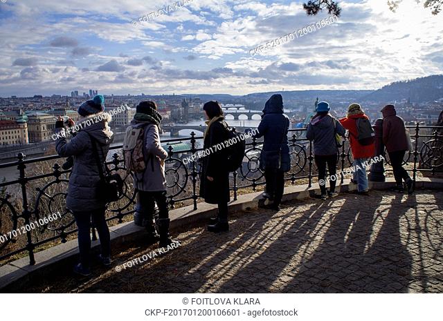 Prague, tourists, view on Prague`s Bridges from the Hanau pavilion in Prague, Czech Republic, January 14, 2017. (CTK Photo/Klara Foitlova)