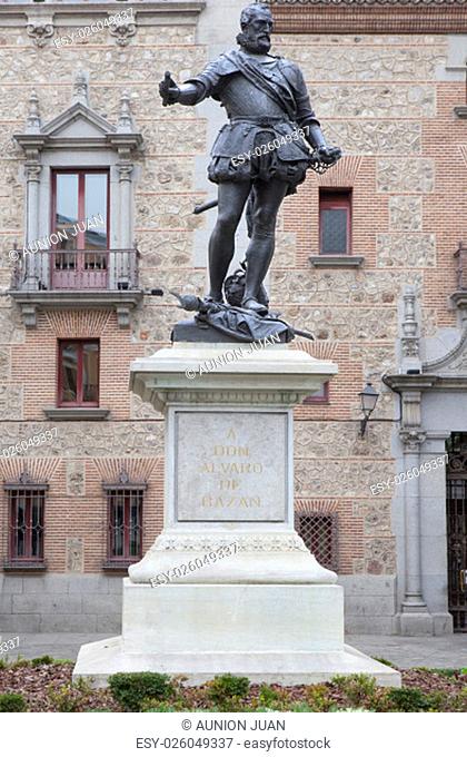Statue of Alvaro de Bazan, Spanish Admiral on XVI Century. Plaza de la Villa, Madrid, Spain