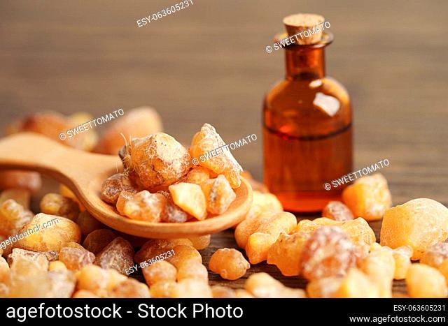 Frankincense or olibanum aromatic resin used in incense and perfumes