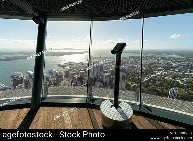 View from Sky Tower over Auckland, North Island, New Zealand, Oceania