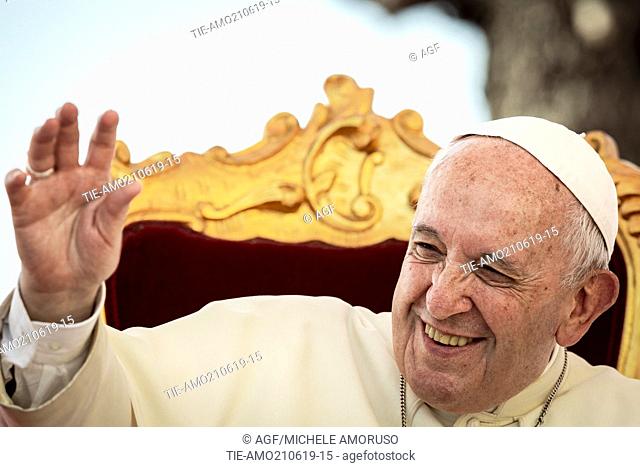 06/21/2019 Naples, Pope Francis visits the pontifical faculty of southern Italy for the conference ""theology after veritas gaudium in the context of the...