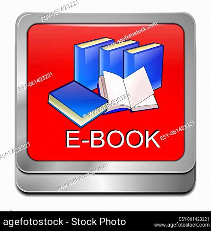 E-Book Button red blue - 3D illustration