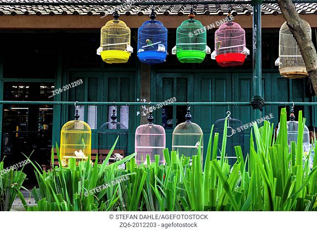 Bird Cages on the Bird Market in Yogyakarta in Indonesia
