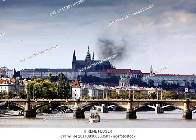 Black smoke above the Prague Castle, Prague, Czech Republic on August 30, 2011 CTK Photo/Rene Fluger