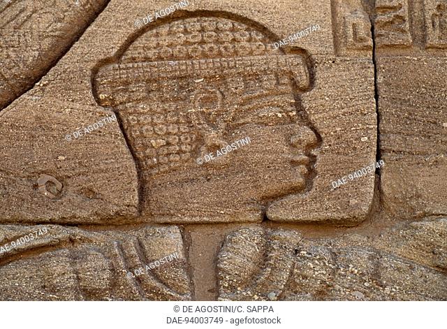 Bas-relief, Lion Temple, Mussawwarat, Naga, Kingdom of Kush, Island of Meroe (Unesco World Heritage List, 2011), Sudan. Meroitic civilisation