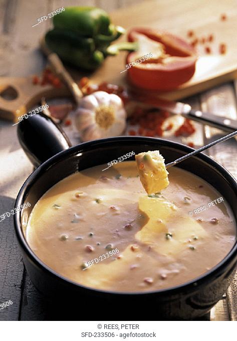 French cheese fondue with paprika, ingredients