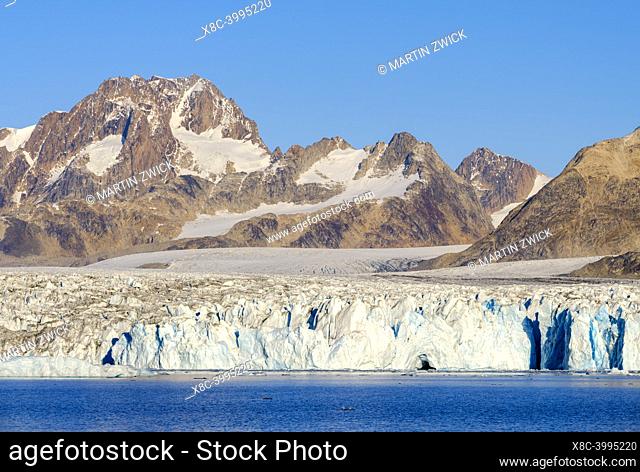 Knud Rasmusen Glacier (also called Apuseeq Glacier) in Sermiligaaq Fjord. Ammassalik region in the north east of Greenland