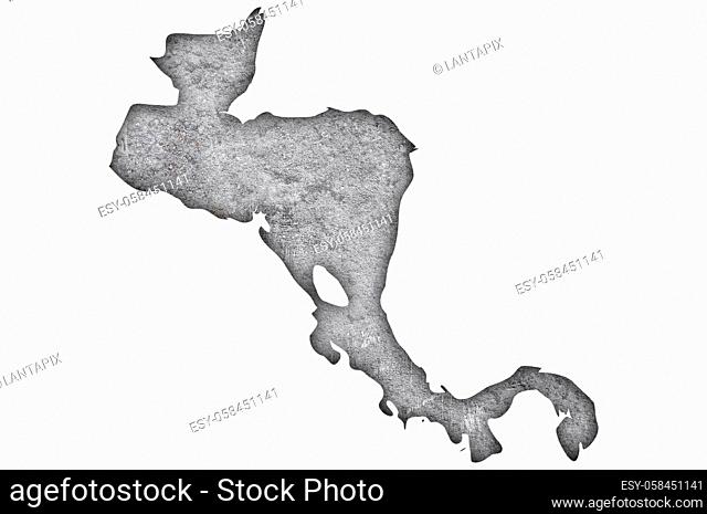 Map of Central America on weathered concrete