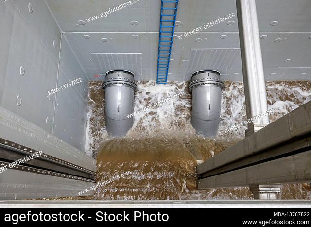 Oberhausen, Ruhr area, North Rhine-Westphalia, Germany - Emscher conversion, new construction of the Emscher AKE sewer, here the inlet area of the Oberhausen...