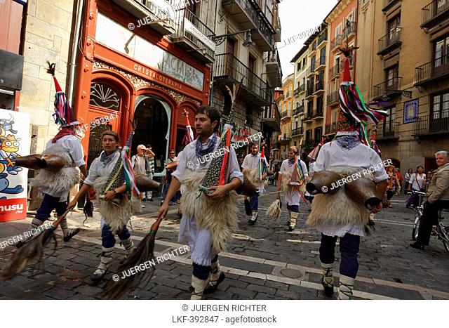 Bell dancers in the streets of Pamplona, Camino Frances, Way of St. James, Camino de Santiago, pilgrims way, UNESCO World Heritage, European Cultural Route