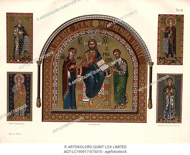 Jesus, Markus, Salomon, David, Mosaics in St. Mark's Basilica in Venice, Signed: Alberto Prosdocimi dip, Ferd., Ongania edit, Cromo, -, lit, Giesecke; Devrient