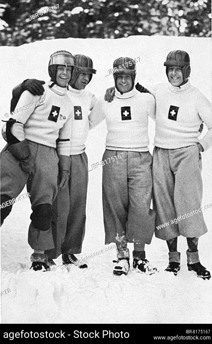 Bobsleigh, Reto Capadrutt, Switzerland, with the team of the Swiss Bobsleigh, Switzerland I, second in the four-man bobsleigh race, silver medal, Europe