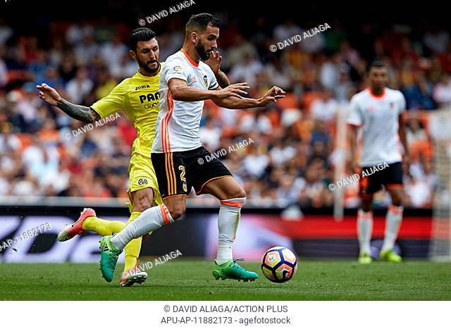 2017 La Liga Valencia CF v Villarreal CF May 21st. May 21st 2017, Valencia, Spain; La Liga football Valencia CF versus Villarreal CF; Montoya (R) of Valencia CF...