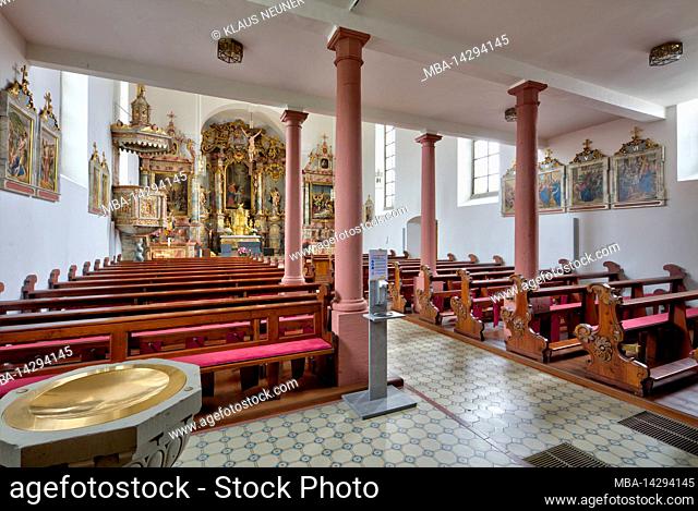 St. Boniface, church, fortified church Aschfeld, Aschfeld, Main-Spessart, Franconia, Bavaria, Germany