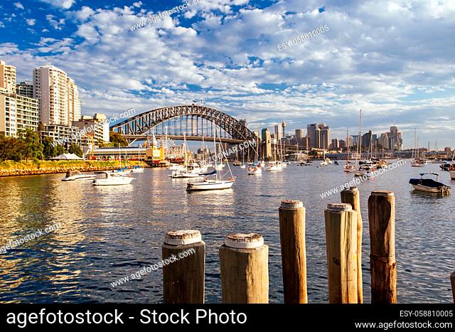 Sydney, Australia - February 8 2015: View of Lavender Bay near Luna Park towards Sydney CBD in New South Wales, Australia