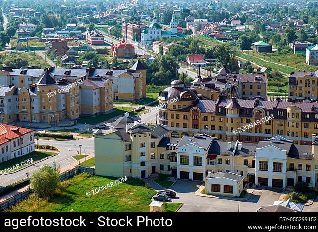 View on the modern residential quarters in the piedmont near Tobolsk kremlin. Tobolsk. Russia