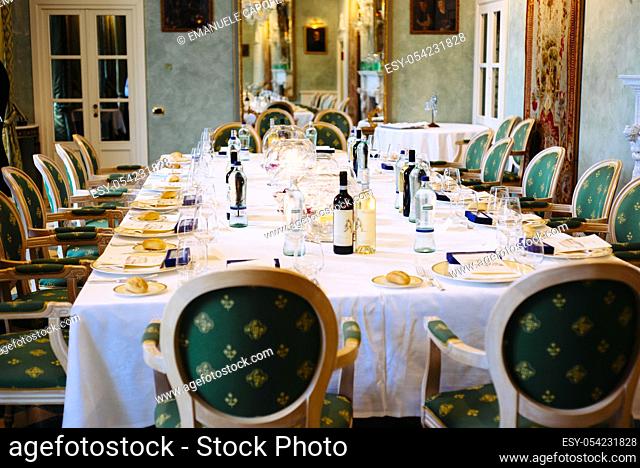 Gala dinner table in luxury restaurant