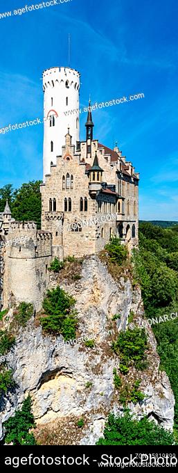 Lichtenstein, BW / Germany - 13 July 2020: view of the Lichtenstein Castle in southern Germany