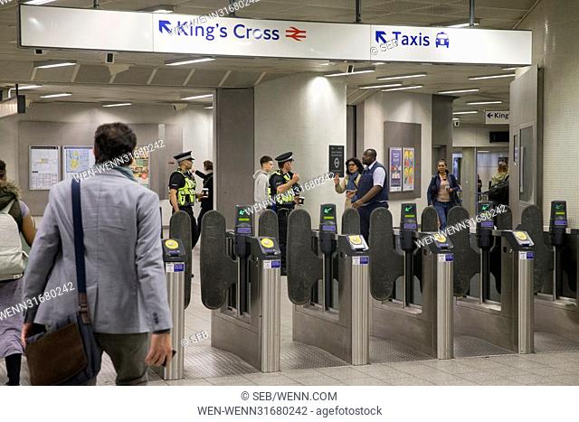 Extra police at King's Cross St. Pancras Underground and international station after the recent terrorist attack in London