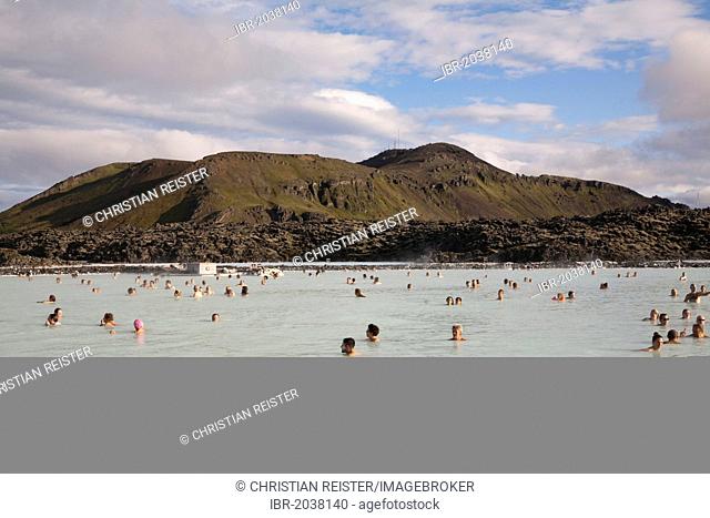 Blue Lagoon, hot springs and spa, bathers, Grindavik, Iceland, Europe