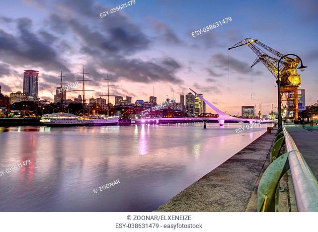 Puerto Madero in Buenos Aires, Argentina, after sunset