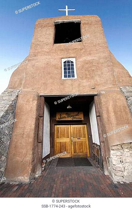 Low angle view of a chapel, San Miguel Mission, Santa Fe, New Mexico, USA