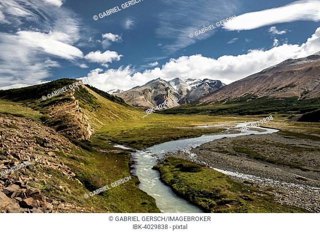 River in a valley, Sierra de las Vacas, Patagonia, Argentina