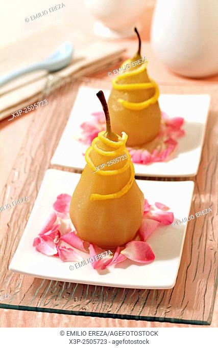 Pears with roses syrup