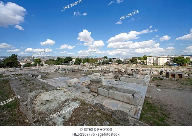 The Lesser Propylaea, Eleusis, Greece. A propylaea is any monumental gateway based on the original Propylaea that serves as the entrance to the Acropolis in...