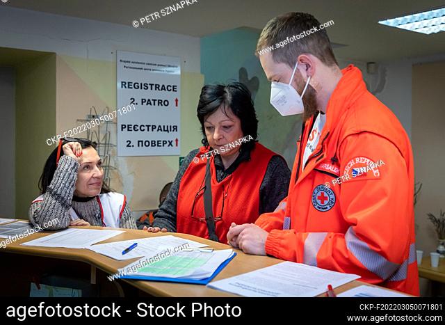 The regional assistance centre for Ukrainian refugees on March 4, 2022, in Ostrava, Czech Republic. Ukrainians are fleeing the war after Ukraine was attacked by...