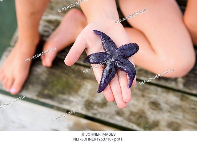 Starfish on childs hand