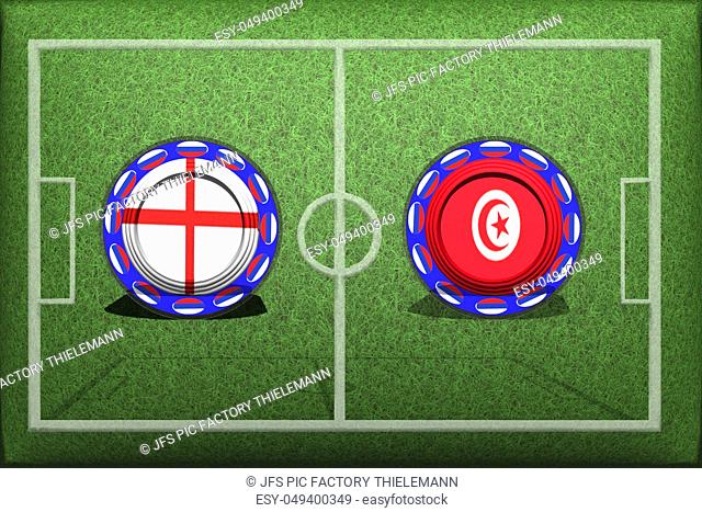 Football, World Cup 2018, Game Group G, Panama - Tunisia, Thursday, June 28, Button with national flags on the green grass
