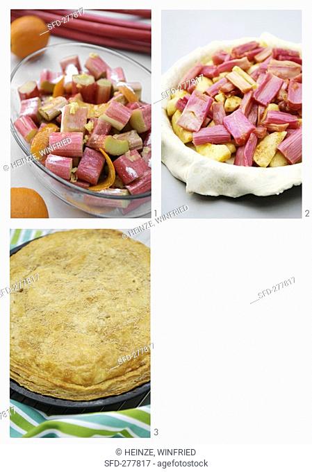 Making rhubarb and apple pie