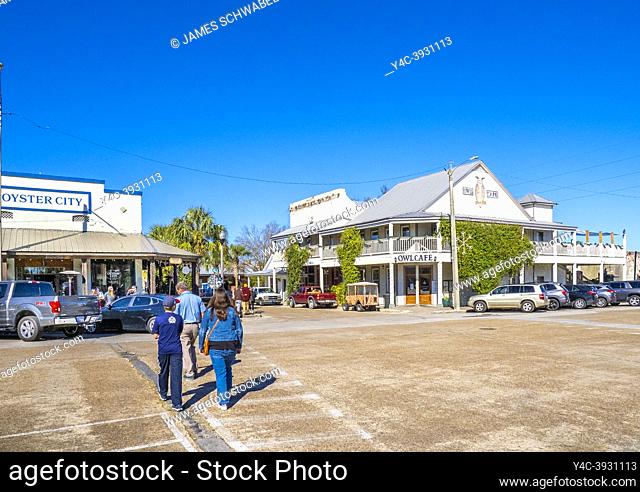 Downtown area of Apalachicola in the panhandle or forgotten coast area of Florida USA