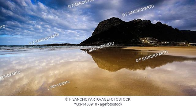 Reflections on beach, Oriñon, Castro Urdiales, Cantabria, Spain