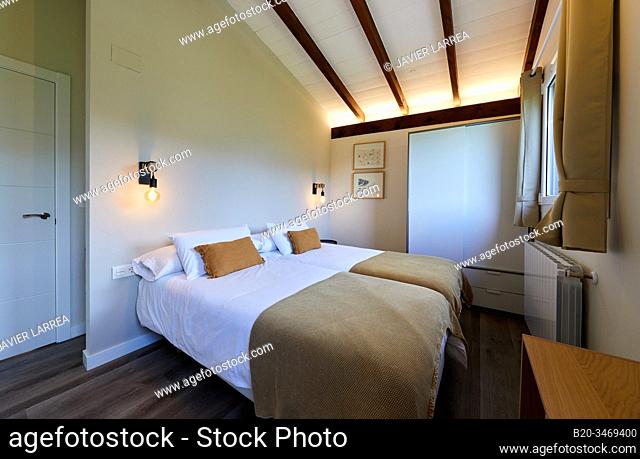 Bedroom, Apartment in rural house, Deba, Gipuzkoa, Basque Country, Spain, Europe