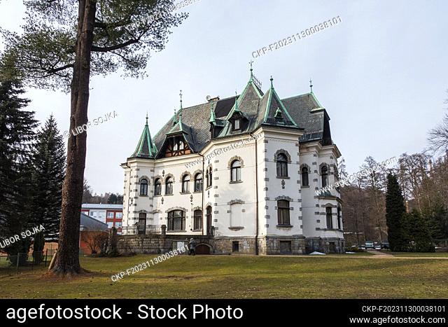 Riedel's villa, now a cultural and information centre, in the village of Desna in the Jablonec region, pictured on March 18, 2023