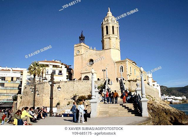 Church of Sant Bartomeu and Santa Tecla (17th century), Sitges. Garraf, Barcelona province, Catalonia, Spain