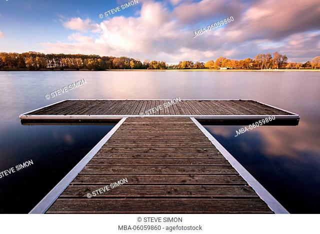 Bridge on the lake, sundown mood, Wolfsburg