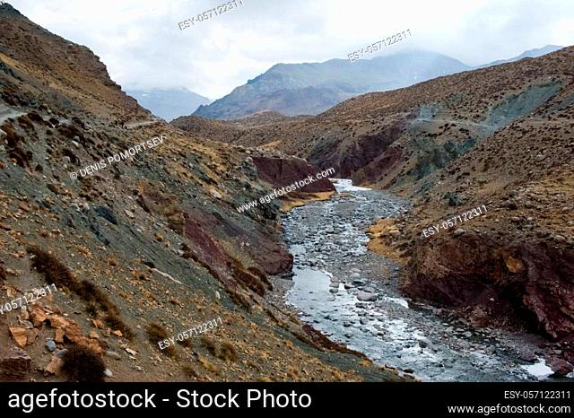A mountain river in Tibet. The waters of the Himalayas