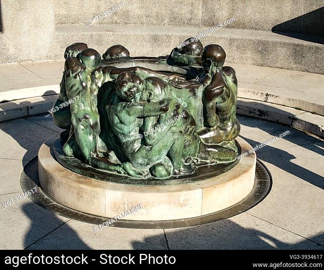 Zagreb, Croatia, Republika Hrvatska, Europe. Zagreb. Well of Life (Zdenac zivota), fountain in bronze realised in 1905 by croatian sculptor