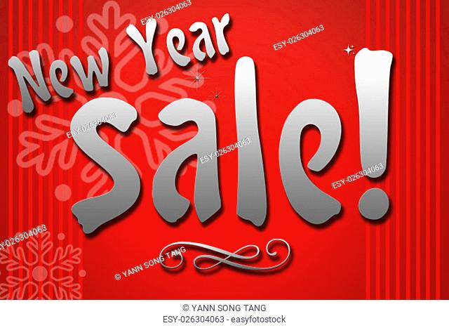 New Year Sale combine by sparkle star with red background