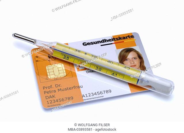 Policy holder-card, thermometers, health insurance company, legally, health, illness, chip-card, health-card, health insurance company-card, patient's records