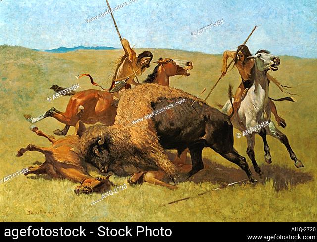 Künstler: Remington, Frederic, 1861-1909 Titel: Indianer bei der Büffeljagd. 1890. Standort: Buffalo Bill Historical Center